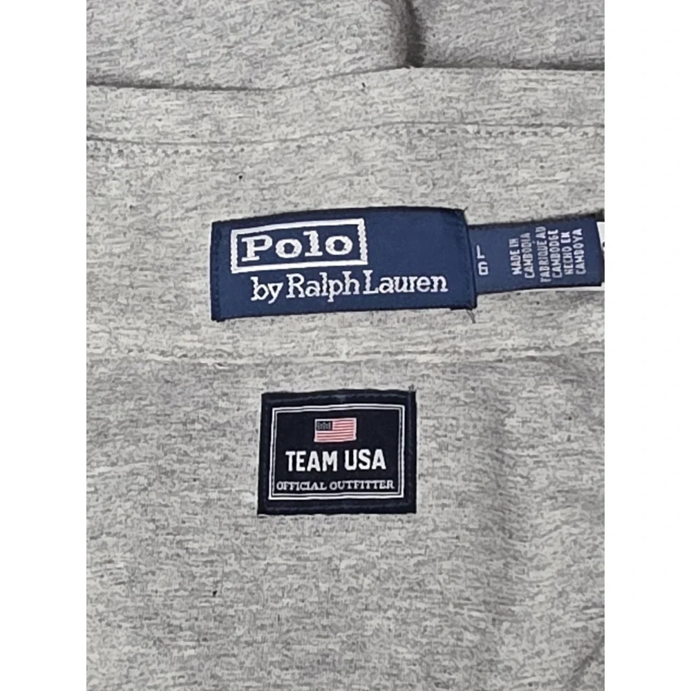 Polo‎ Ralph Lauren Sz Large Blue Gray Vest Team USA French Terry Cotton Full Zip